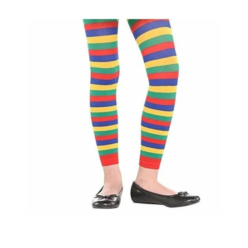 New Amscan Girl's Rainbow Footless Opaque Tights sz M-L up to 85 lbs